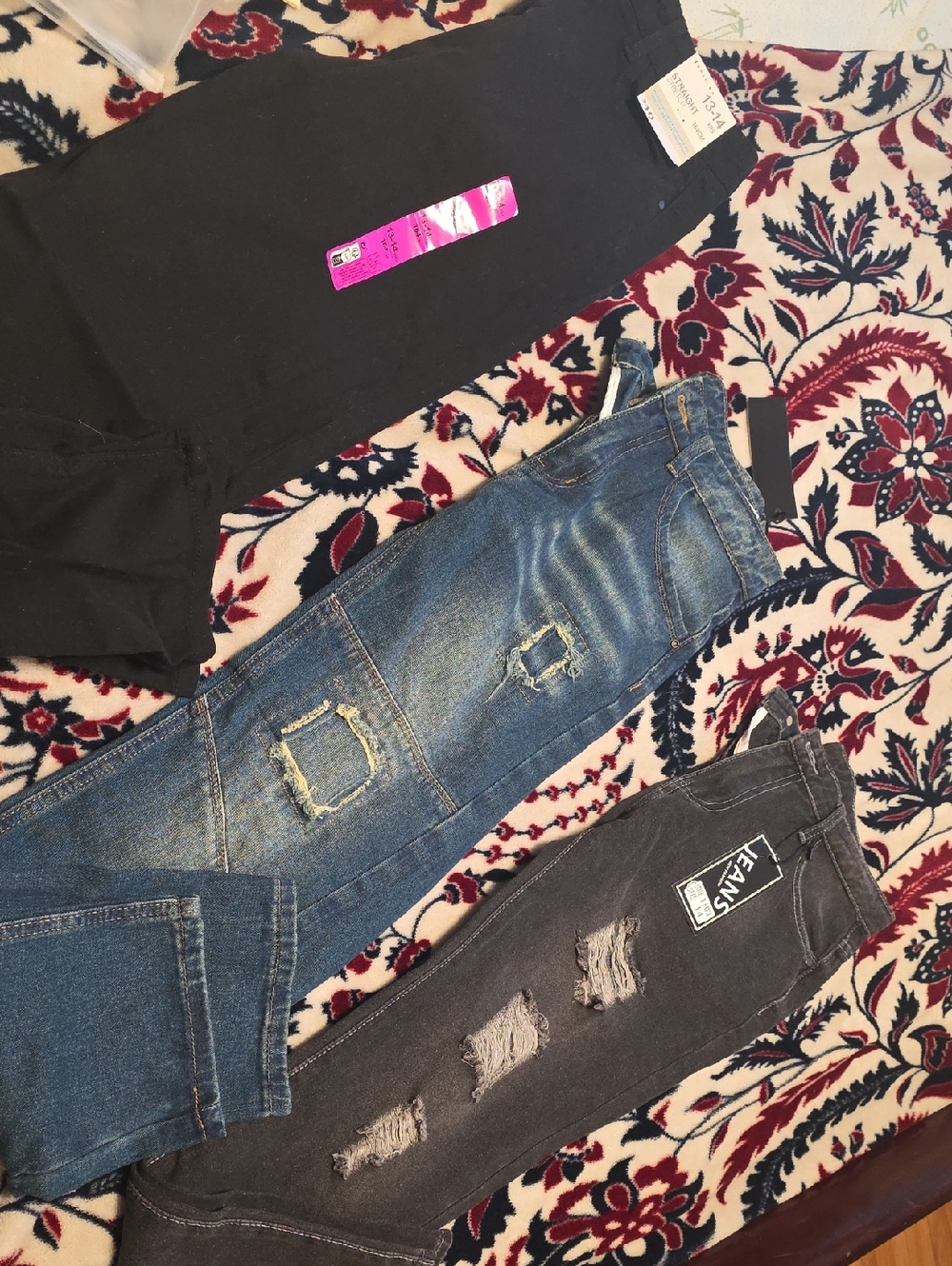 Boys Skinny/Straight Leg Jeans Trio - Black, Dark Gray, Blue Distressed